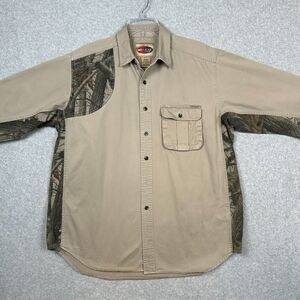 Wrangler Shirt Mens XL Khaki  RealTree Camo Pro Gear Canvas Quilted Shooting Pad
